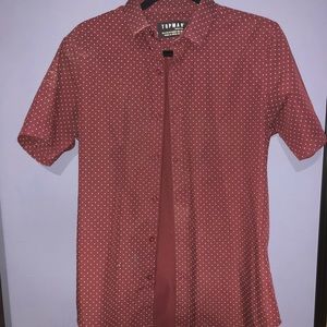 Topman Polka Dot Burgundy Dress Shirt
